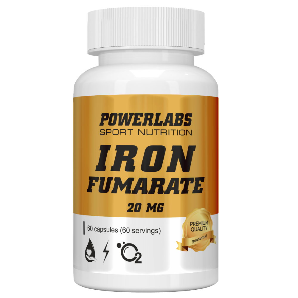 Витамины PowerLabs Железа фумарат (Iron) 20 мг 60 капсул